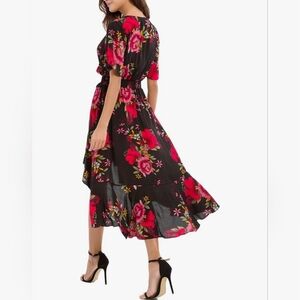 Elegant And Vibrant Floral High Low Dress For Spring And Summer